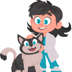 There is someone who looks after animals and keeps them well, just like a doctor for animals. Vector Illustration.