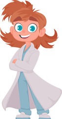 The lady doctor looks amusing and appealing when she puts on her unique attire. Vector Illustration.