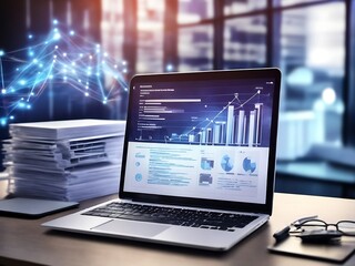 Computer laptop and dashboard for Data document Manage