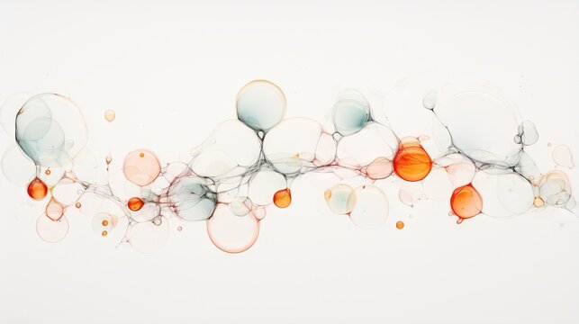  an abstract painting of orange and white bubbles on a white background.  generative ai