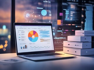 Computer laptop and dashboard for Data document Manage