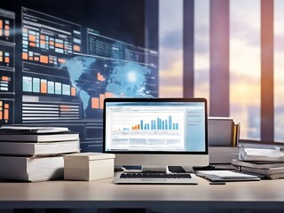 Computer laptop and dashboard for Data document Manage