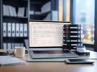 Computer laptop and dashboard for Data document Manage