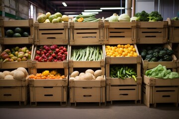 Bounty of Freshness: A Glimpse into the Vibrant World of Assorted Vegetables in a Market Warehouse -