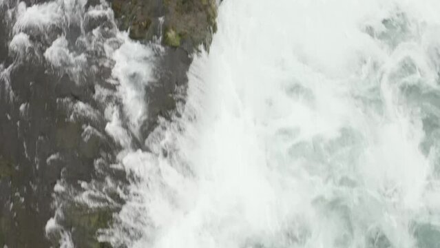 Steadicam aerial video of the Burra River with the Brouarfoss waterfall, Iceland