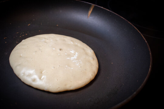 Food batter Pancakes bubbling