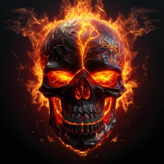 Skull with flame