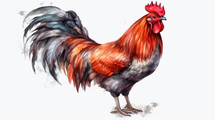 a rooster realistic detailed clipart on white background.Generative AI - obrazy, fototapety, plakaty