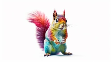 a Squirrel in pastel colors on a white background in.Generative AI.