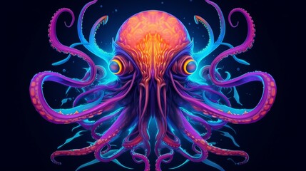 An illustration of an alien turbo squid monster in the.Generative AI - obrazy, fototapety, plakaty