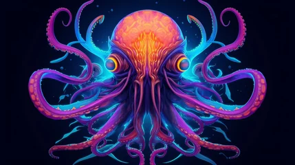 Fotobehang An illustration of an alien turbo squid monster in the.Generative AI © sudipdesign
