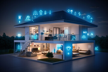 smart living role of internet of things in modern homes - obrazy, fototapety, plakaty