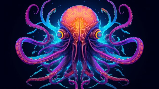 An illustration of an alien turbo squid monster in the.Generative AI