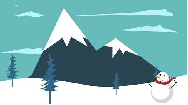 winter mountain landscape animation footage