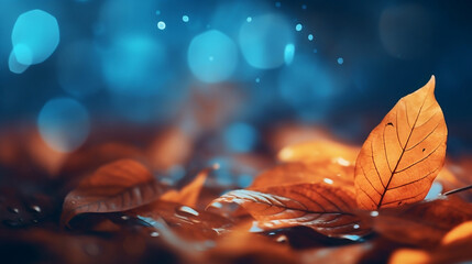 Fallen leaves. Autumn background with copy space.