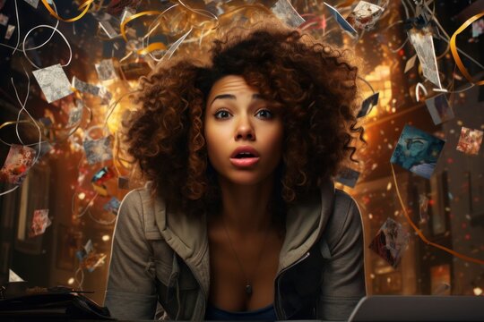 Black Female Graphic Designer Occupation Career Work Environment Backdrop Generative AI