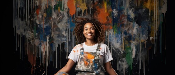 Black Female House Painter Employee Job Expertise Work Environment Background Generative AI