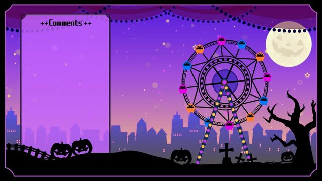 ハロウィンの動く配信背景素材_コメント欄付き