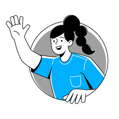 illustration of woman hello sign