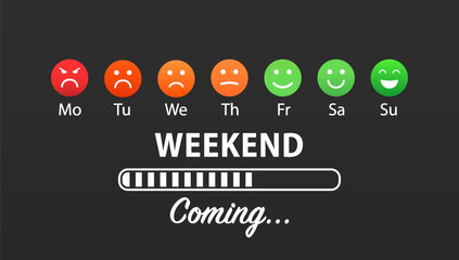 Weekend - Design Concept with Smile Face. Calendar design. Business concept. Vector illustration