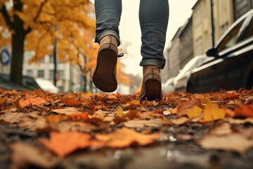 Schritte im Herbst: Schuhe auf einem herbstlichen Pfad"