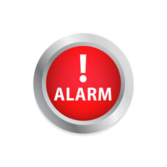 Red alarm button. Vector web button. Click, Stop sign. Vector illustration