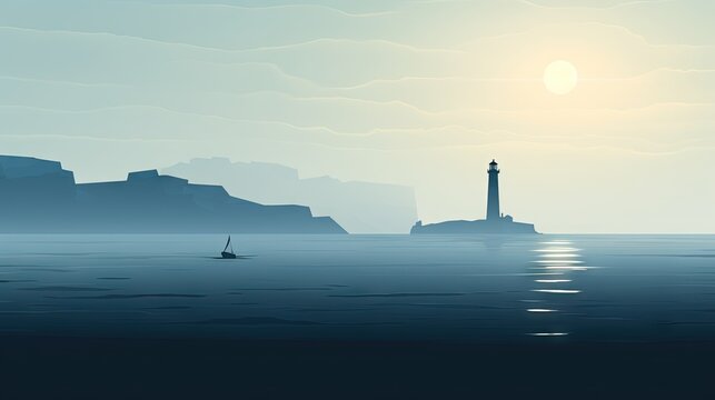  a picture of a lighthouse in the middle of the ocean.  generative ai