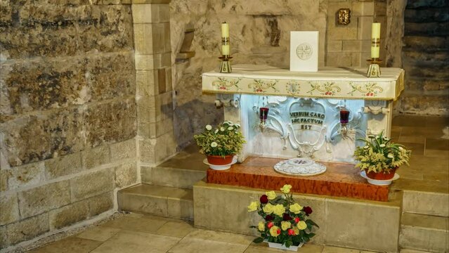 THE GRAVE OF THE ANNUNCIATION IN THE CHURCH OF NAZARETH.
