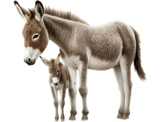 Donkey with Foal, Transparent Background