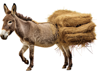 Donkey Carrying Load, No Background