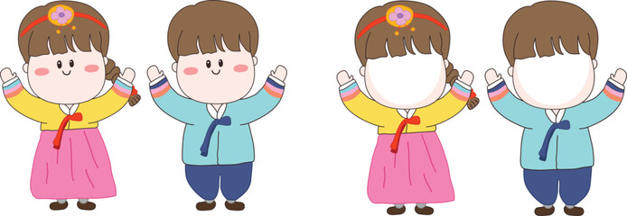 한국 명절 인사하는 캐릭터 커플_02