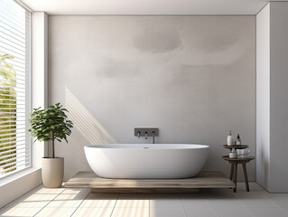 Fototapeta premium Interior design modern minimal bathroom, interior luxury style, resort or hotel, interior design minimal style, three-dimensional, generative ai.