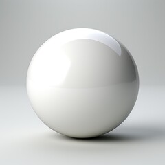 A white ball sitting on top of a table. Imaginary perfect sphere.