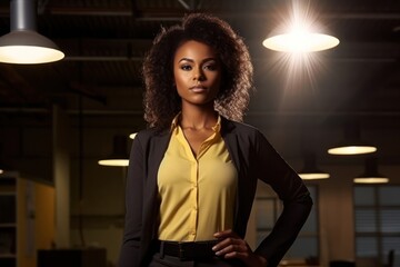 Black Woman Office Clerk Occupation Career Workplace Background Generative AI