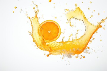 Stop motion of fresh orange slices with orange juice splashes isolated on white background. generative ai