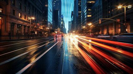 "Street Symphony": Frame a bustling street with streaks of passing headlights, resembling a symphony of motion.