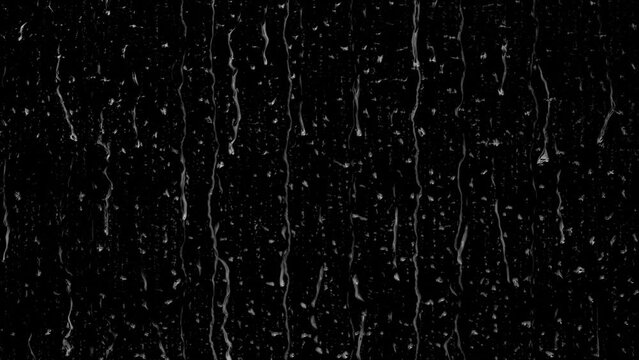 Animated Raindrops on Window with Black Background, Seamless Loop, High quality 4K Animation, Loopable Rain Overlay