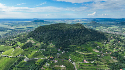 view of the mountains badacsony at balaton