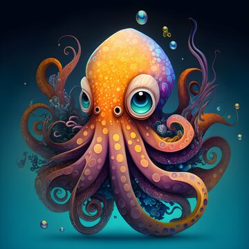 octopus avatar cartoon style colorful 