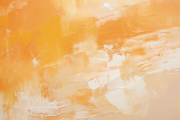 Oil painting on canvas. Apricot crush color. Fragment of artwork. Spots of oil paint. Brushstrokes of paint