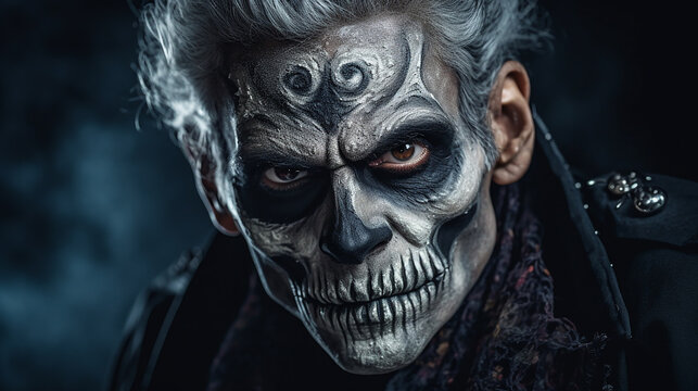 Skull makeup portrait of man Hallowen poster