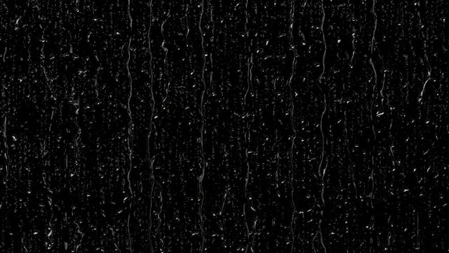 Animated Raindrops on Window with Black Background, Seamless Loop, High quality 4K Animation, Loopable Rain Overlay