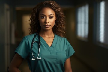 Black Woman Registered Nurse Occupation Career Workplace Background Generative AI