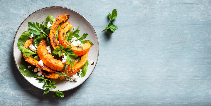 Autumn Salad With Grilled Pumpkin And Goat Cheese