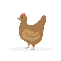 Vector hen. Flat illustration. Suitable for animation, using in web, apps, books, education projects. No transparency, solid colors only. Svg, lottie without bags.