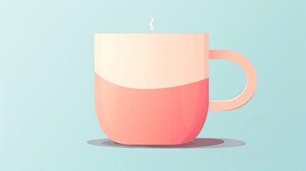  a pink coffee mug with a white top on a blue background.  generative ai