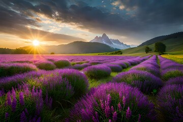 lavender field in the morning