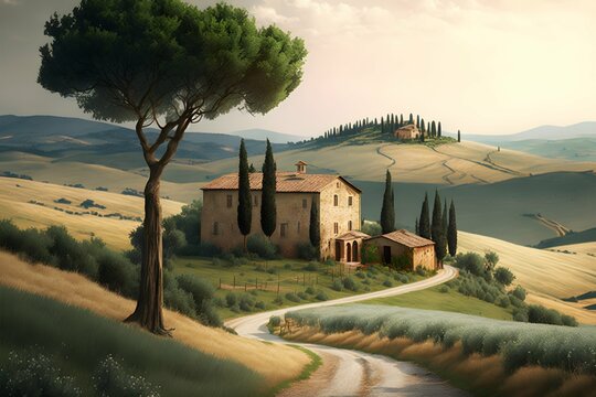 Photo realistic Tuscany Landscape 