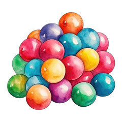 Pile of colorful gumballs candy, isolated on white background