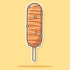 Corn Dog sticker isolated vector illustration